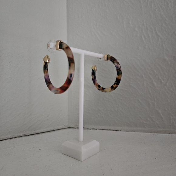 NWOT Sugarfix By Baublebar Multicolor Resin Hoop Earrings - Picture 1 of 3